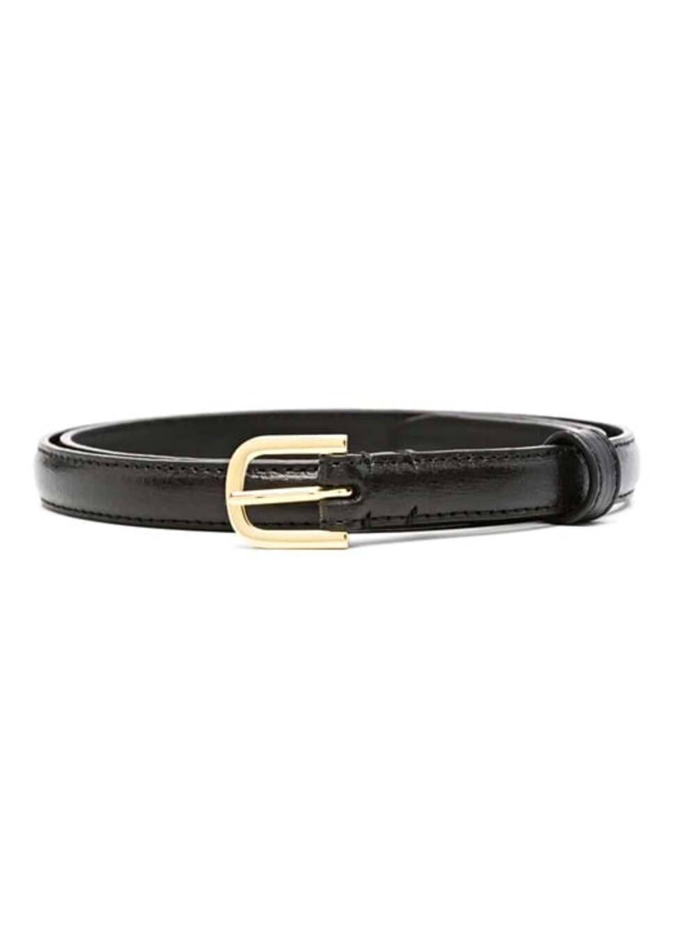 TOTEME Women's Skinny Black Leather Belt Gold Tone Buckle Size 80 (MSRP $350)